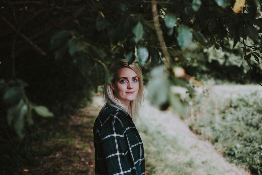 Woman smiling outdoors